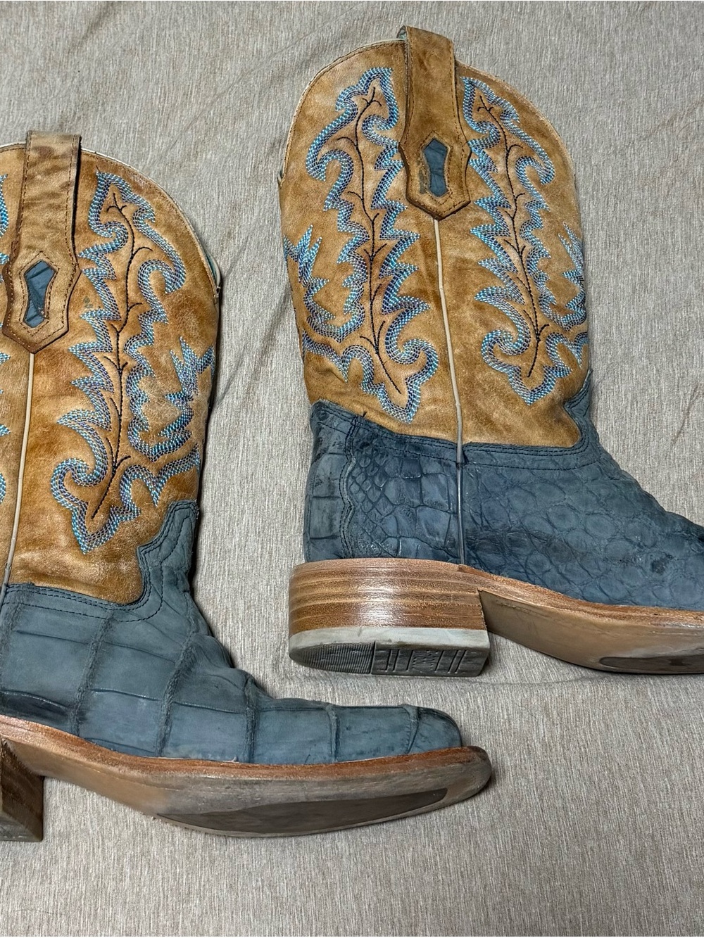 Corral Two-Tone Blue and Tan Exotic Western Boots